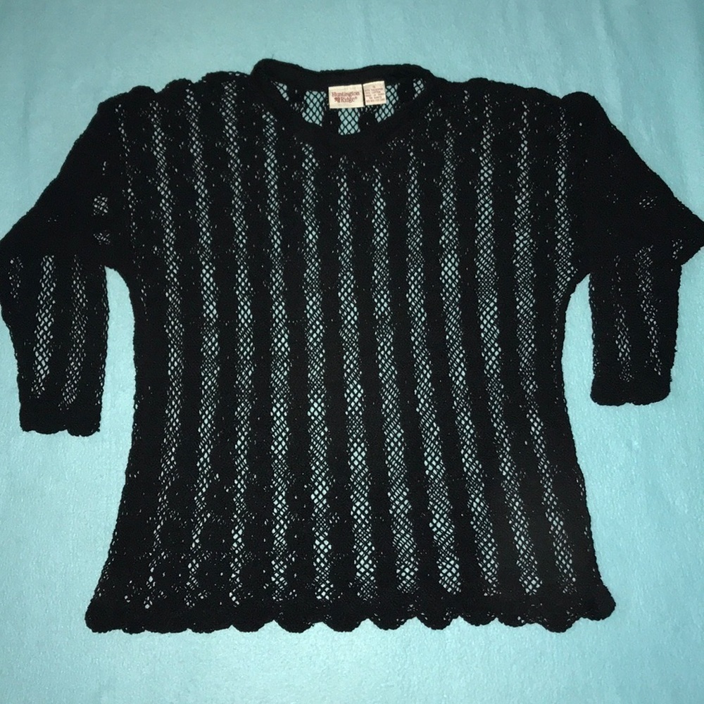 𝅺Huntington Ridge vintage crew neck crochet top swimsuit cover size S